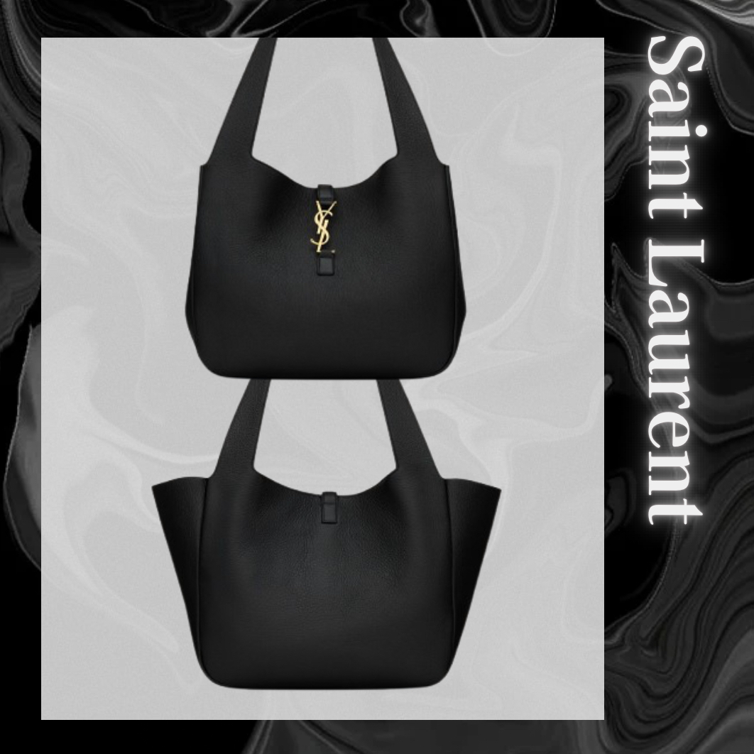 Saint Laurent ロゴ レザー トートバッグ ブラック