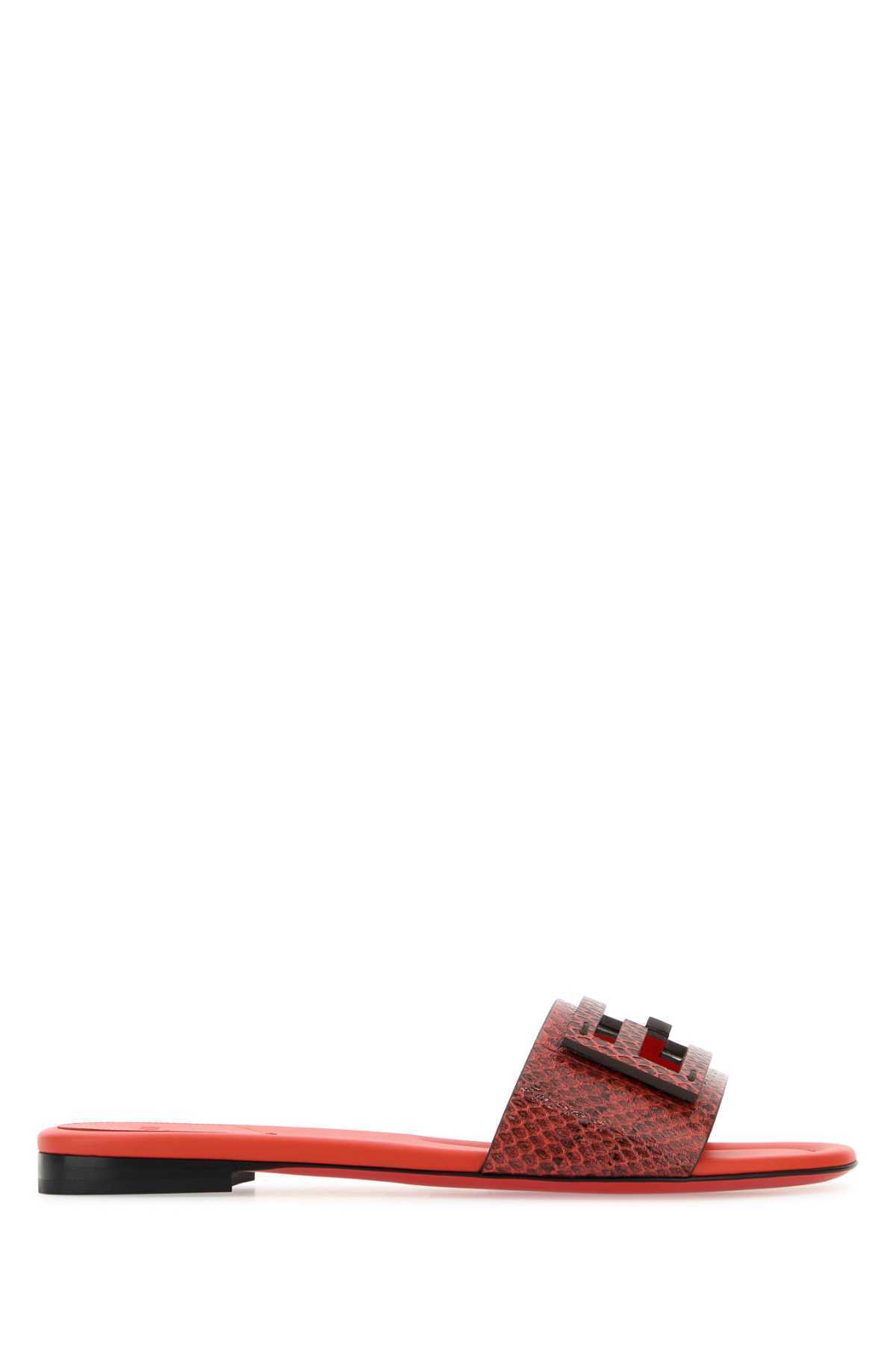 【関税&送料込】Fendi Coral Leather Baguette Slippers
