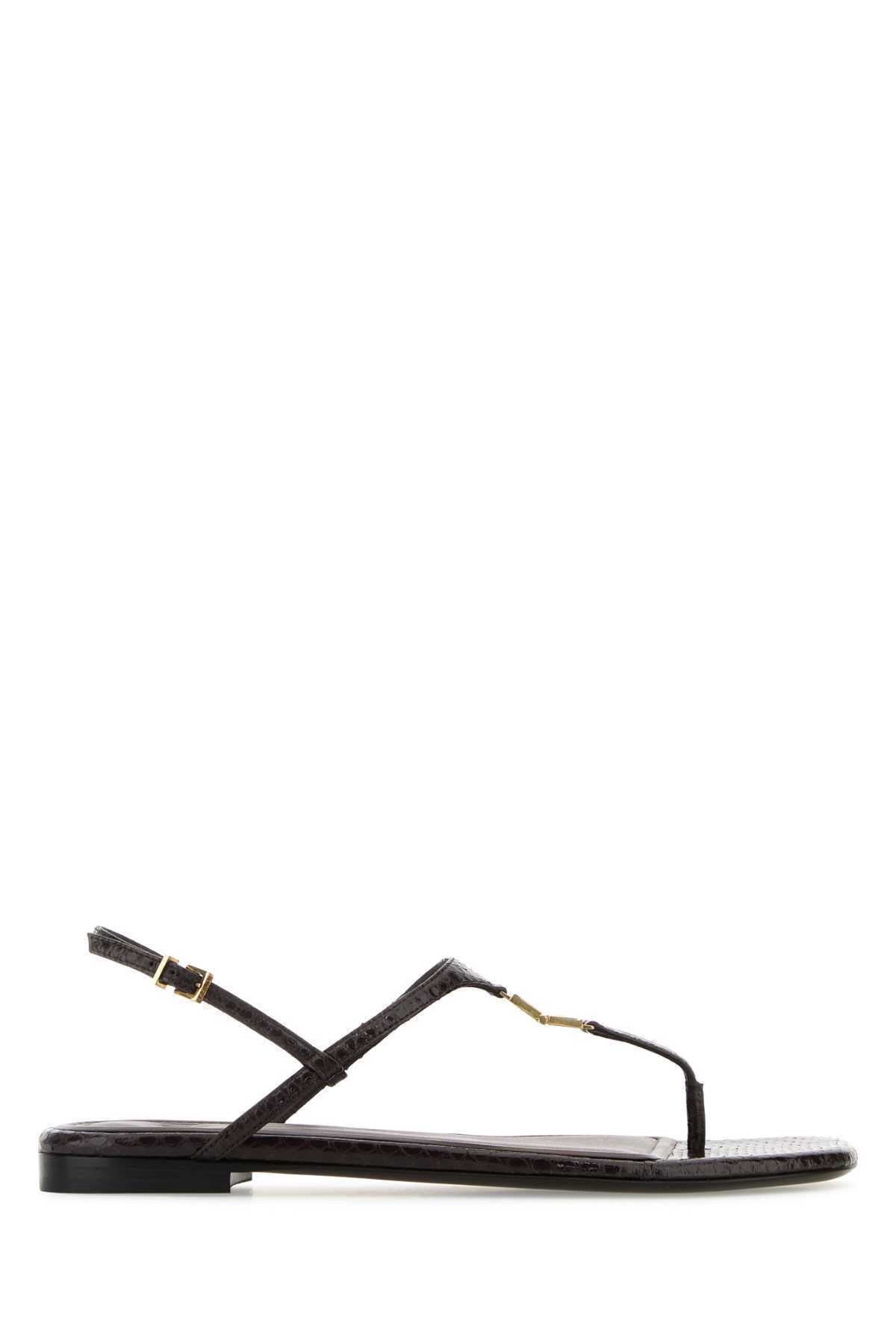【関税&送料込】Fendi Chocolate Leather Fold Thong Sandals