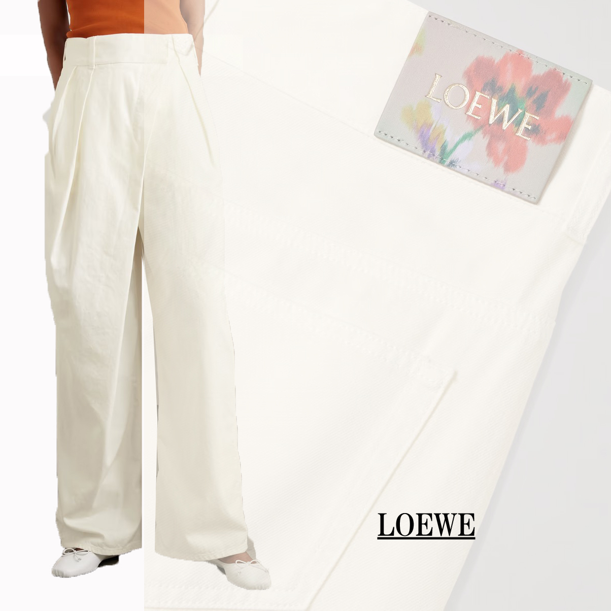 LOEWE ロエベ ラップ ジーンズ デニム アシンメトリー ロゴ