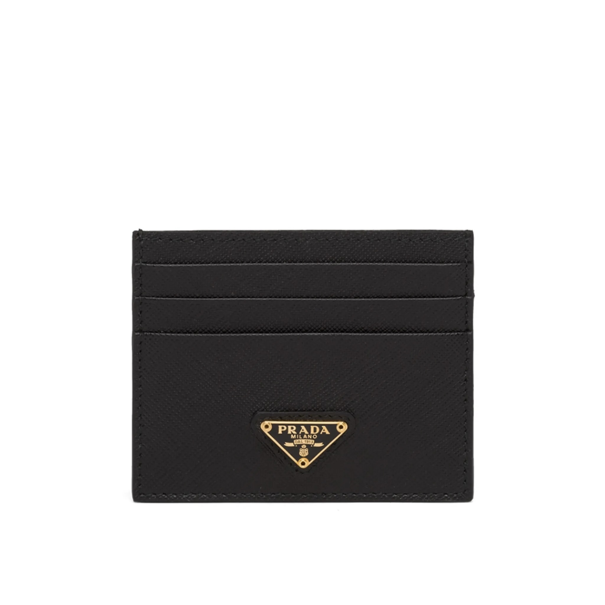 PRADA サフィアーノ カードケース 三角ロゴプレート ブラック