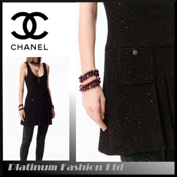 25A◆上品でときめく存在感♪【CHANEL】ドレス Pearled Tweed