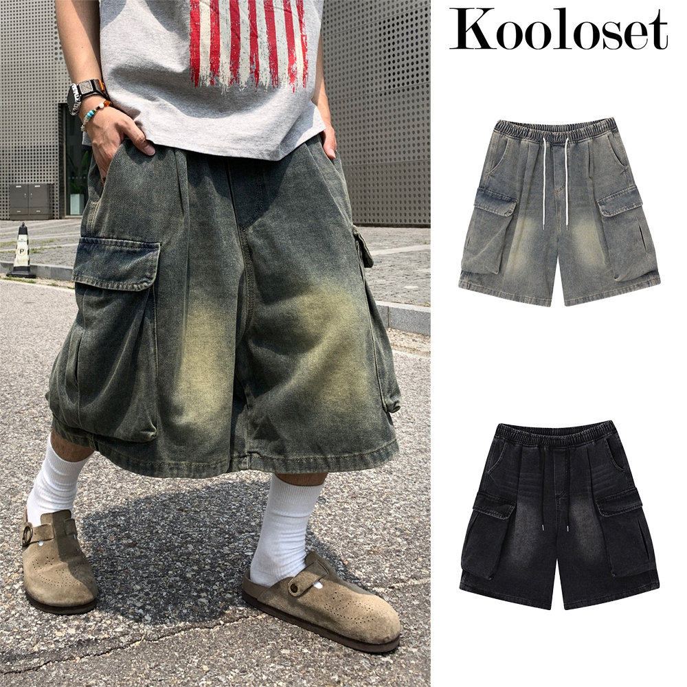 【KOOLOSET】Sand Washed Bermuda Cargo Denim