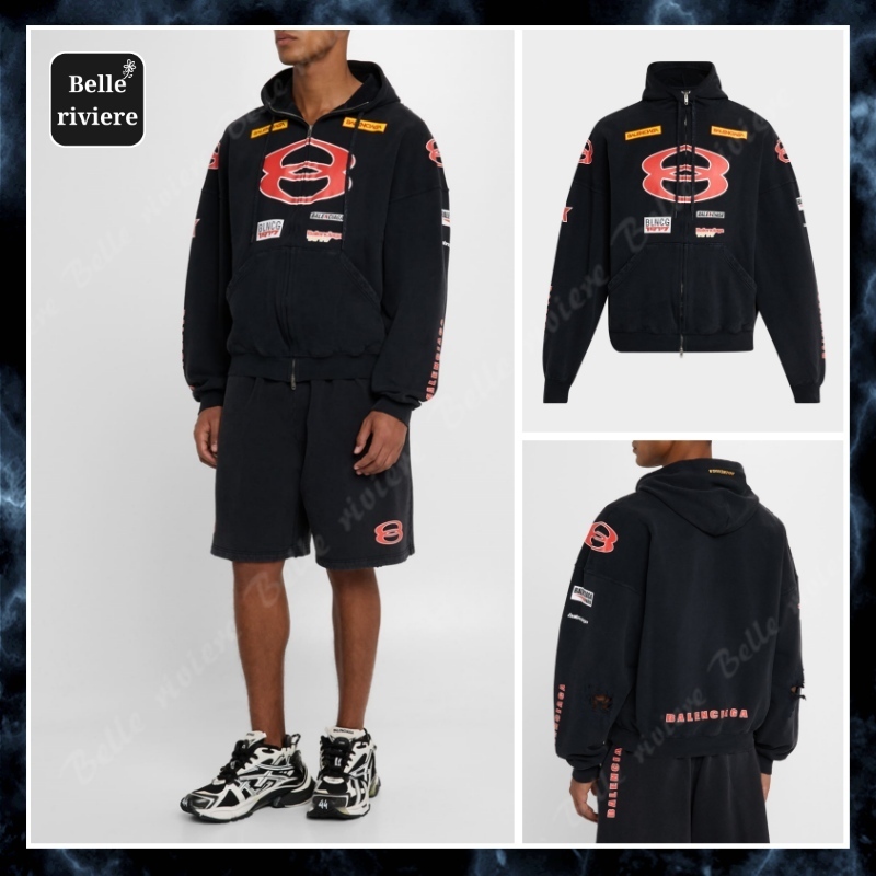 25SS new/BALENCIAGA スポンサーロゴフルジップパーカー Hoodie