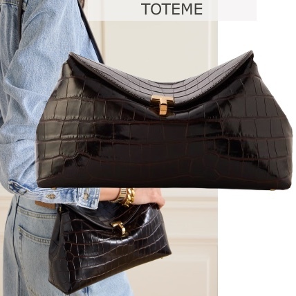 【toteme 】T lock Tロック レザー クロコ ショルダー バッグ