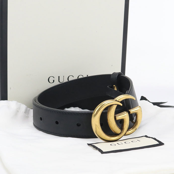 GUCCI ベルト 414516 AP00T 1000 ダブルG BK【ランク：A】