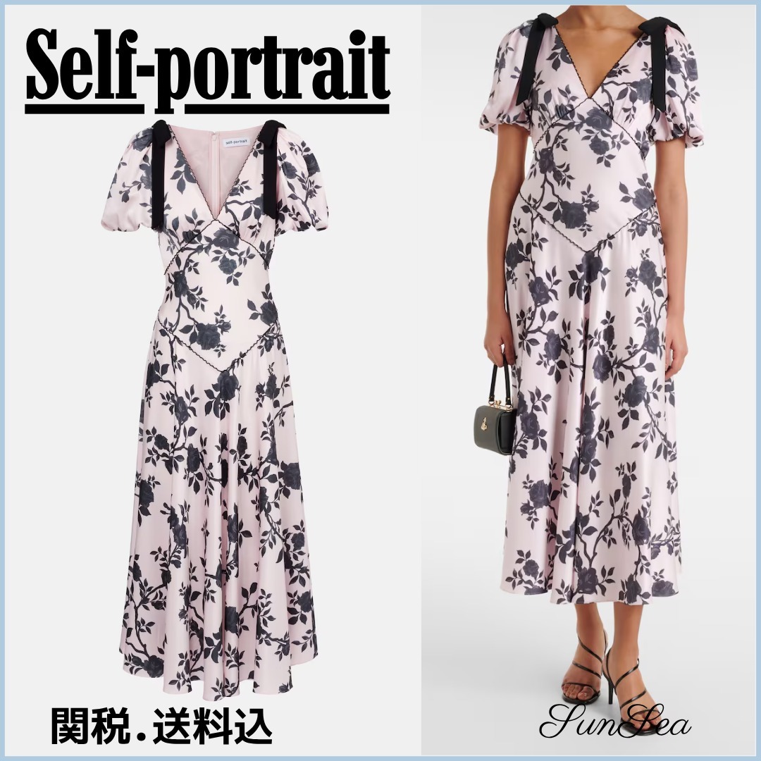 関税送料込【SELF PORTRAIT】サテンミディドレス