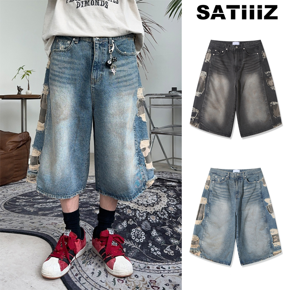 【SATIIIZ】Shirato Camo Bermuda Denim Pants
