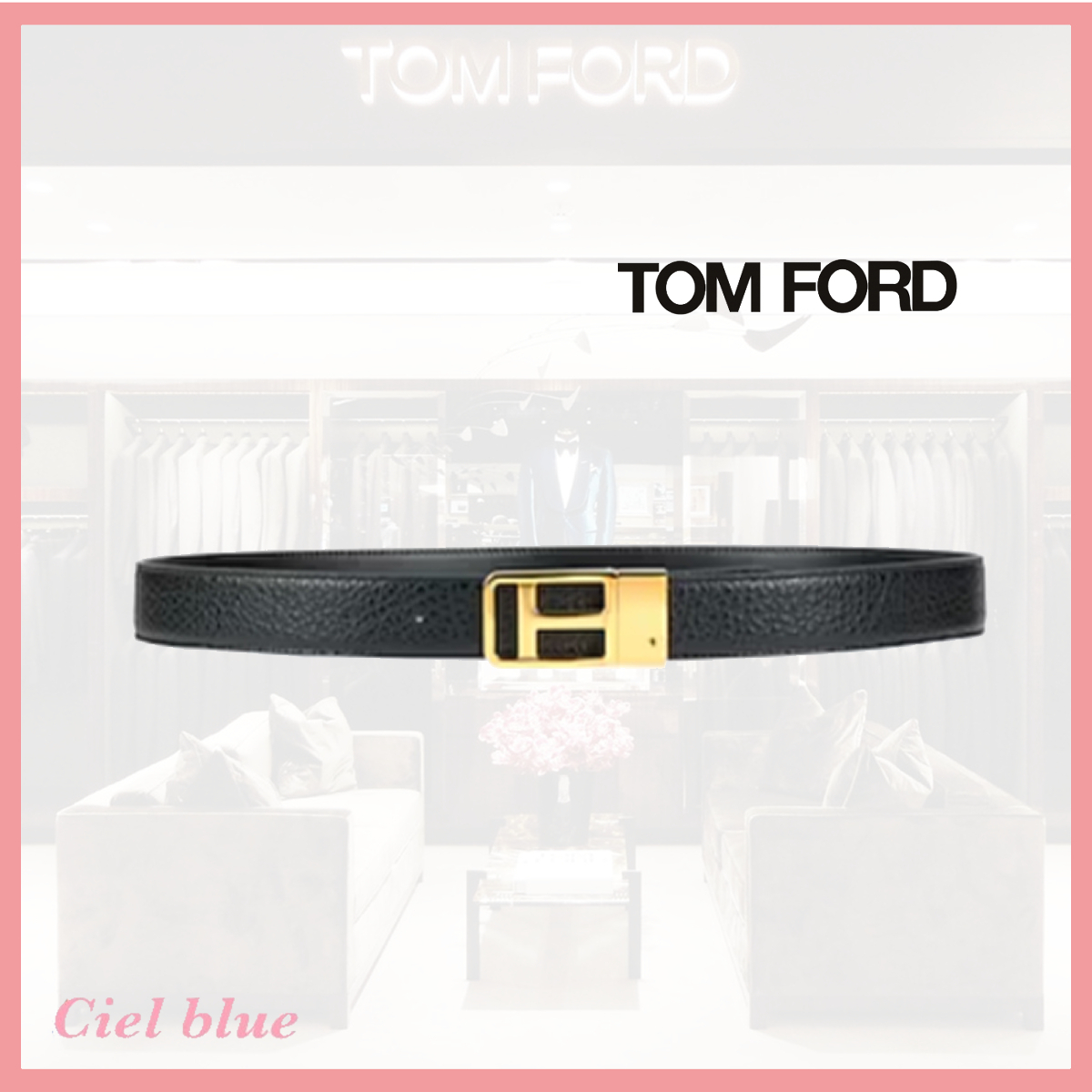 送料関税込♡TOM FORD ロゴ入り無地ベルト
