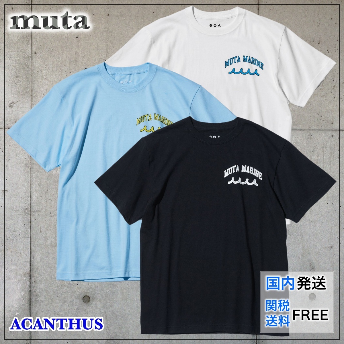 【国内買付】muta ACANTHUS カレッジ ロゴ Tシャツ コラボ