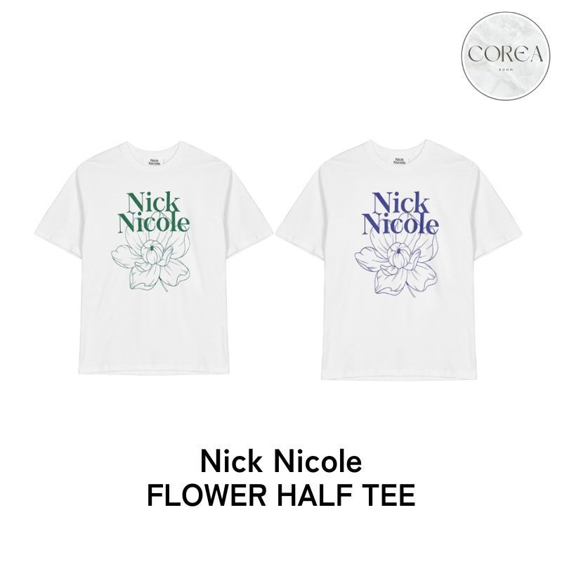 【Nick Nicole】FLOWER HALF TEE 2COLOR