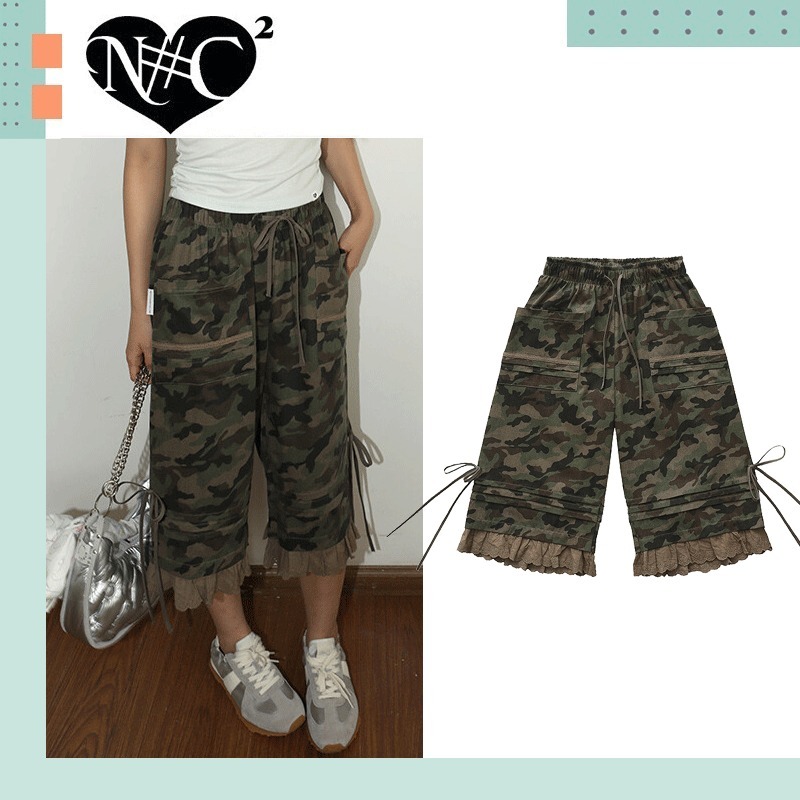 NOFFICIALNOFFICE ♥ LACE-TRIMMED PLEATED BERMUDA