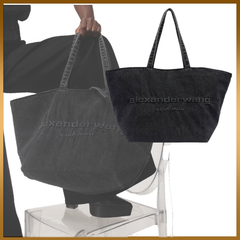 【alexanderwang】トートバッグ ロゴエンボス加工 デニム ラージ