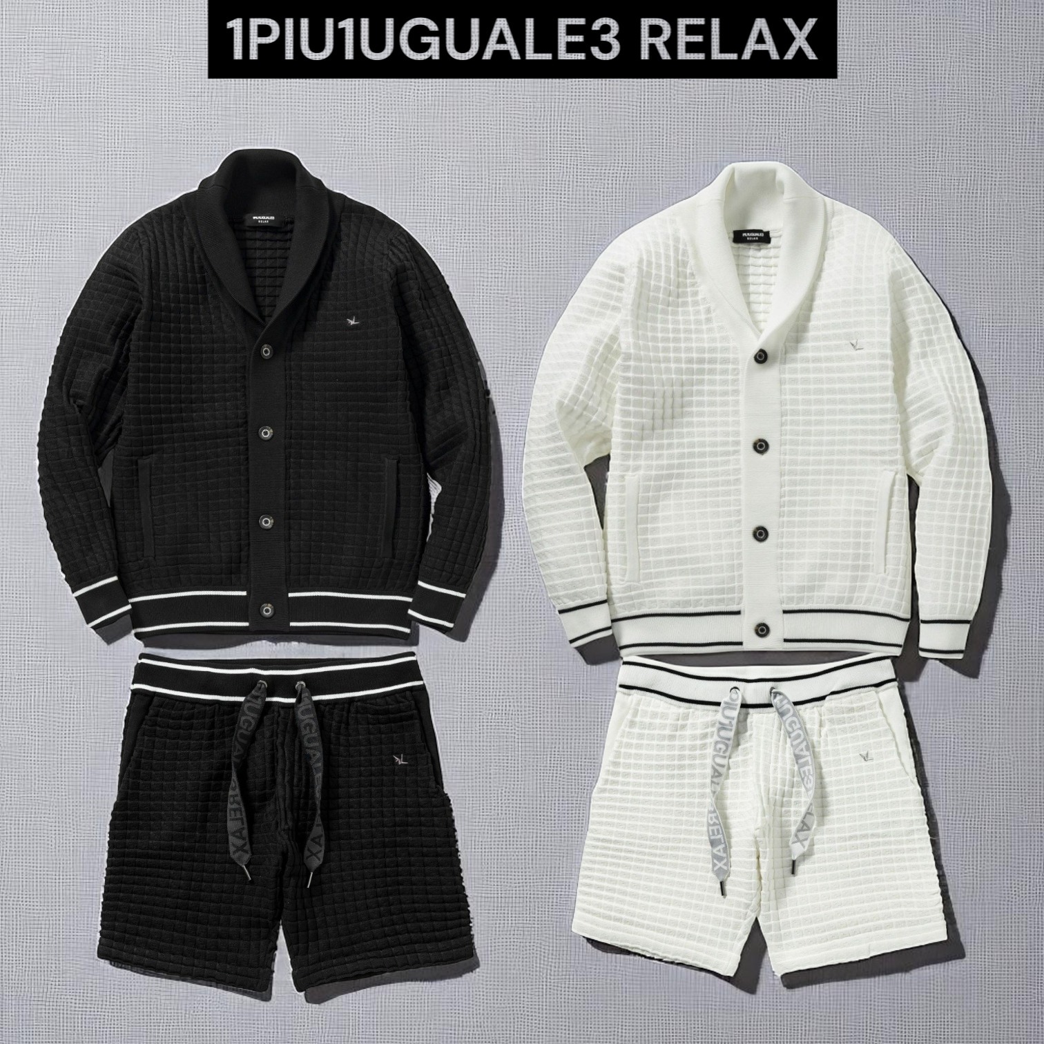 【1PIU1UGUALE3 RELAX】スクエアパターンニットセットアップ