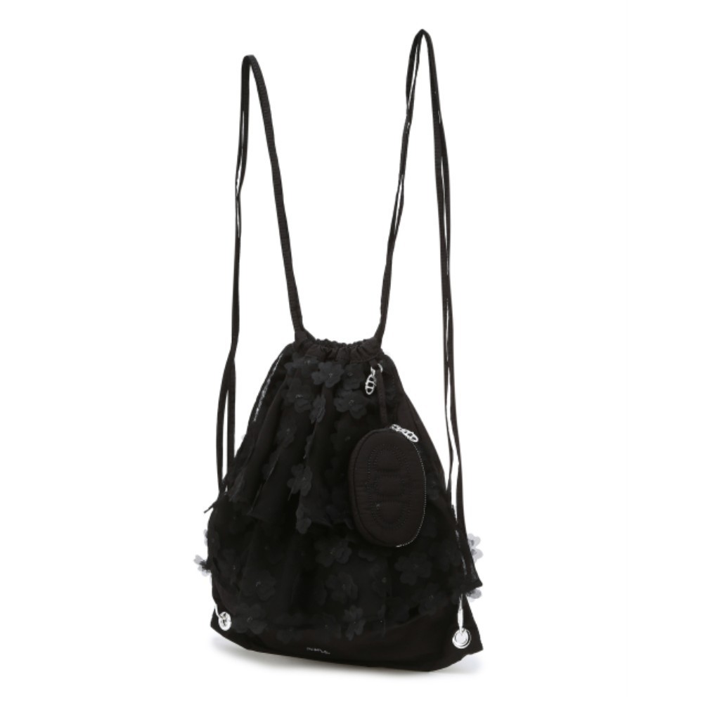 ★athe★ FRILLFrill Black Flower Backpack and Shoulder Bag