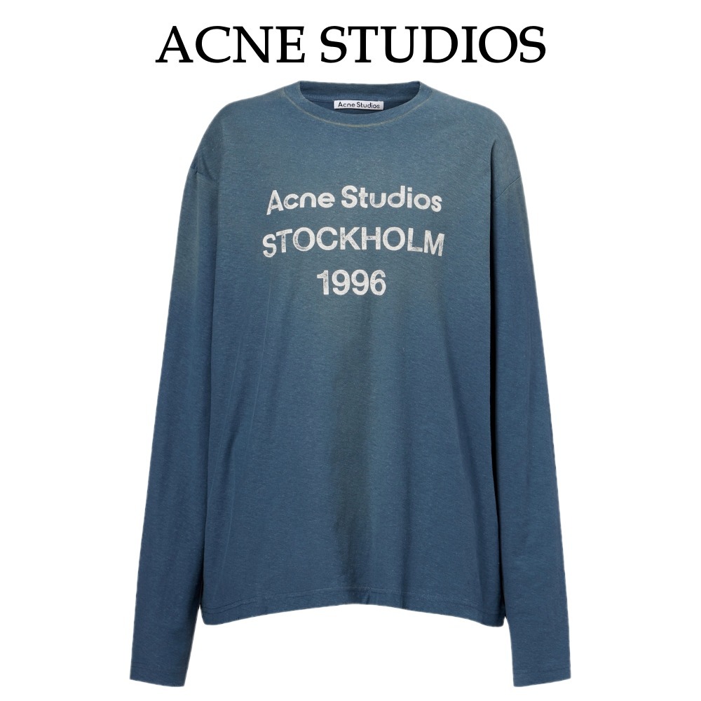 【Acne Studios】ロゴダメージ加工コットン混ジャージーTシャツ