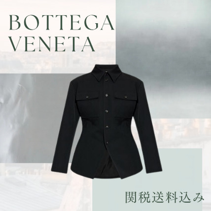 【BOTTEGA VENETA】ビスコースシルクシャツ ジャケット ブラック