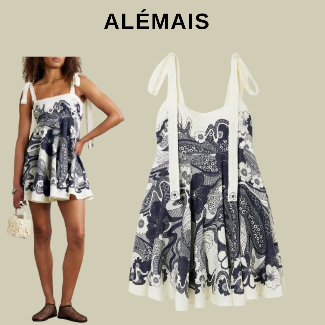 ALEMAIS シャーリング ミニワンピース フローラル【関税なし】