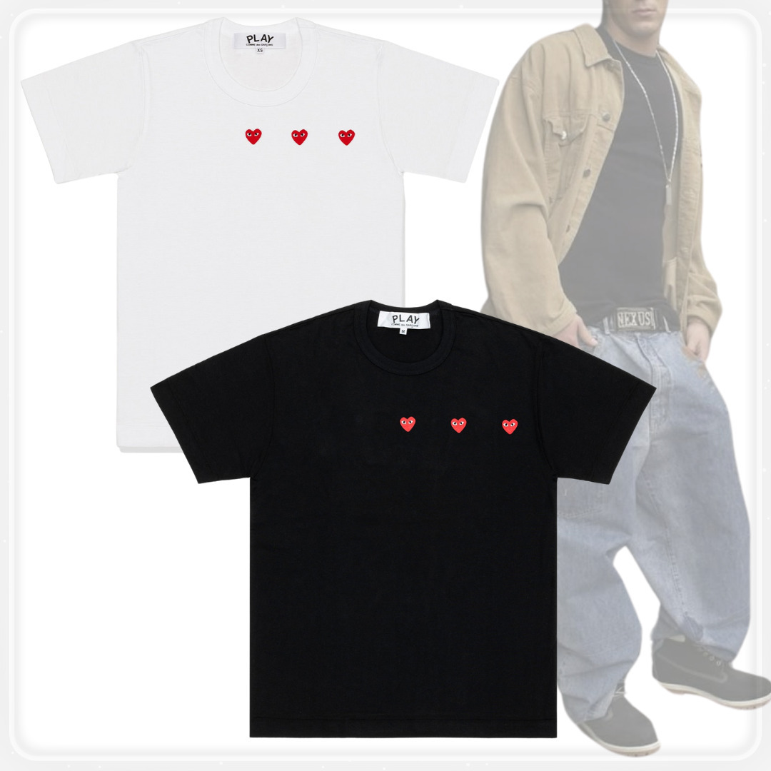 【PLAY COMME des GARCONS】Tシャツ LOGO PRINT 3hearts 2色展開