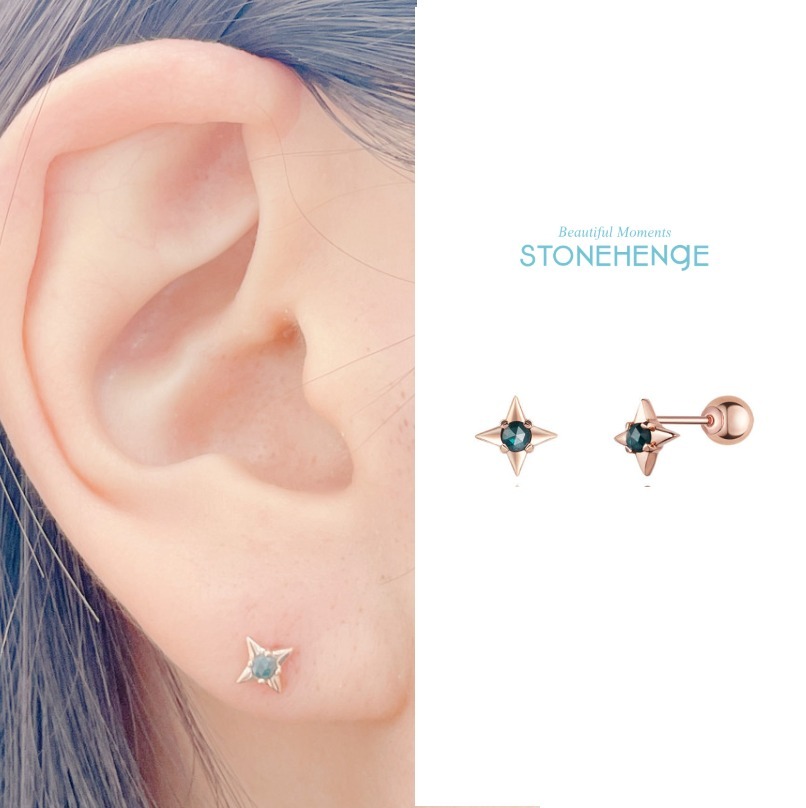 ◆STONEHENgE◆ 14K Diamond Piercing M0798D Single