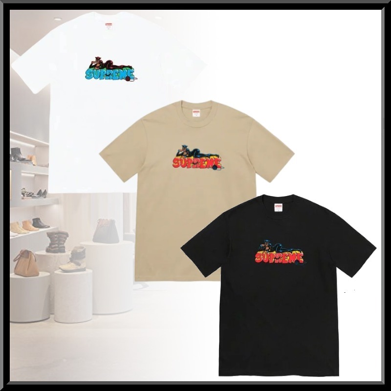 超人気!SUPREME キャットウーマンイラストプリント 半袖 Tシャツ
