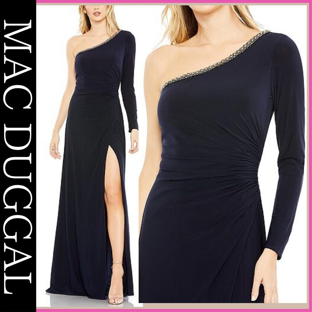Mac Duggal ☆ワンショルダー ロングスリットドレス