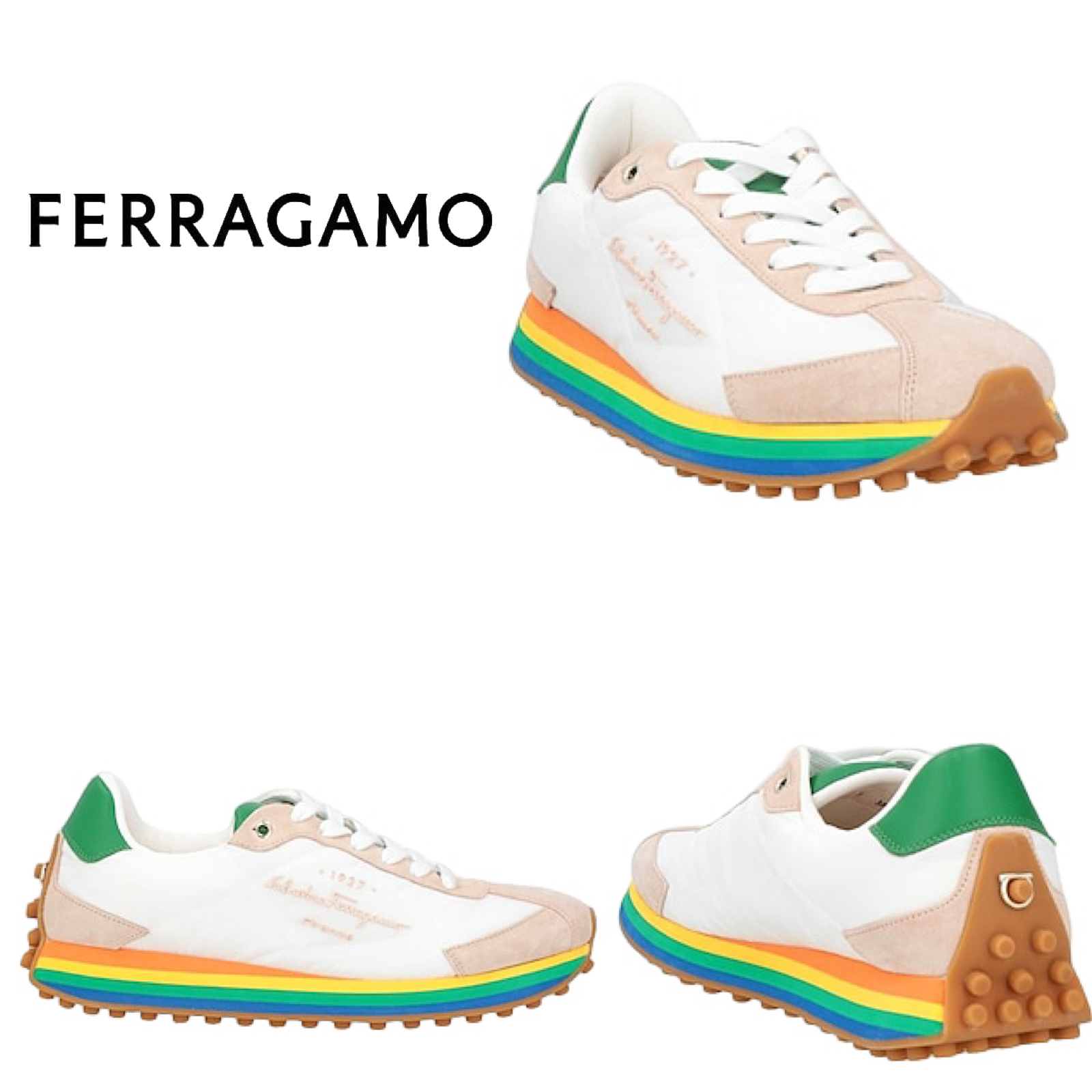 FERRAGAMO メンズスニーカー ベージュ