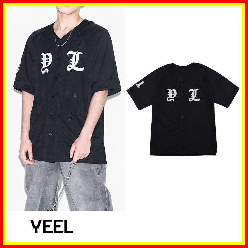 [YEEL] CUBIC APPLIQUE MESH BASEBALL JACKET /追跡付