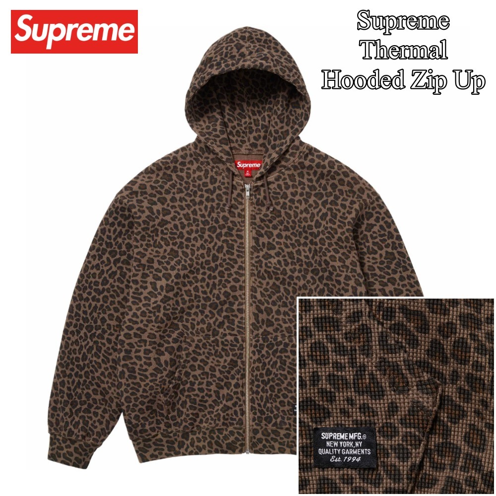 【Supreme】Thermal Hooded Zip Up★Leopard★25SS★