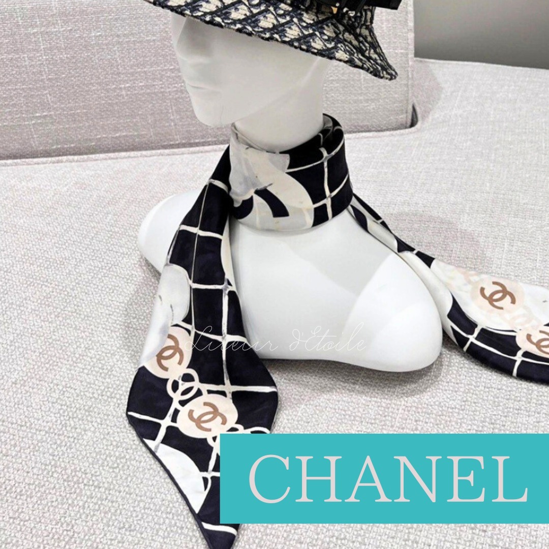 【白色もあります♡】CHANEL スカーフ/黒