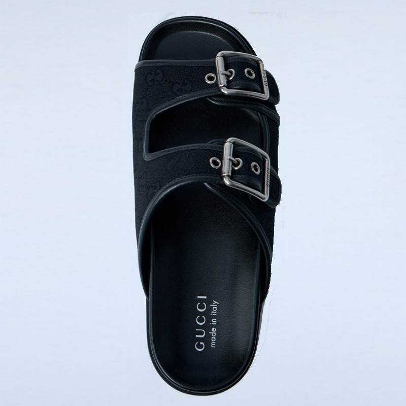 関税込/国内発送《GUCCI》バックル付き メンズ スライドサンダル