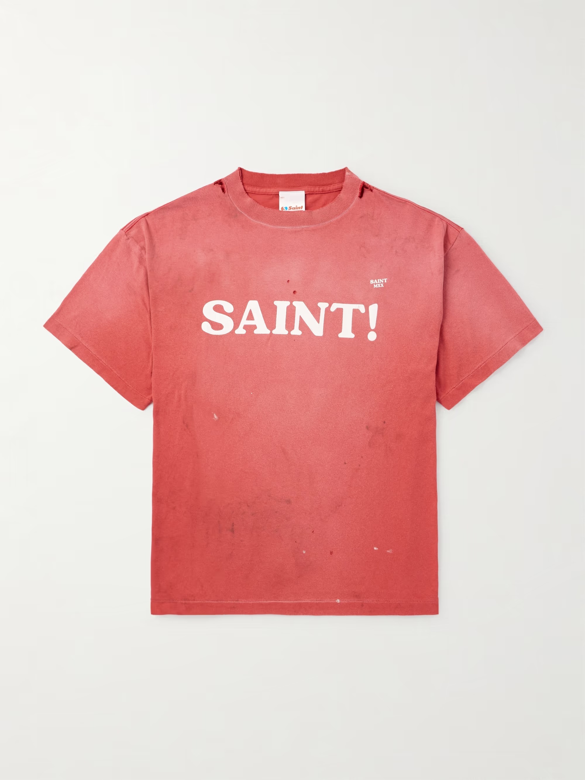 コットンジャージー Tシャツ ダメージ加工 プリント入り δ