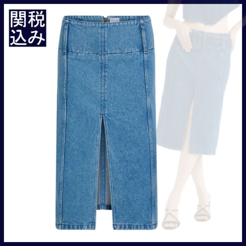 【PATOU】コットンデニム ベルテッド ミディスカート 関税込み