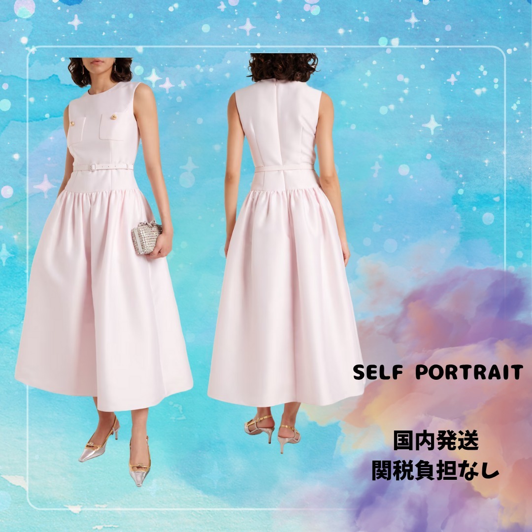 ◆SELF PORTRAIT◆ベルト付きタフタミディドレス