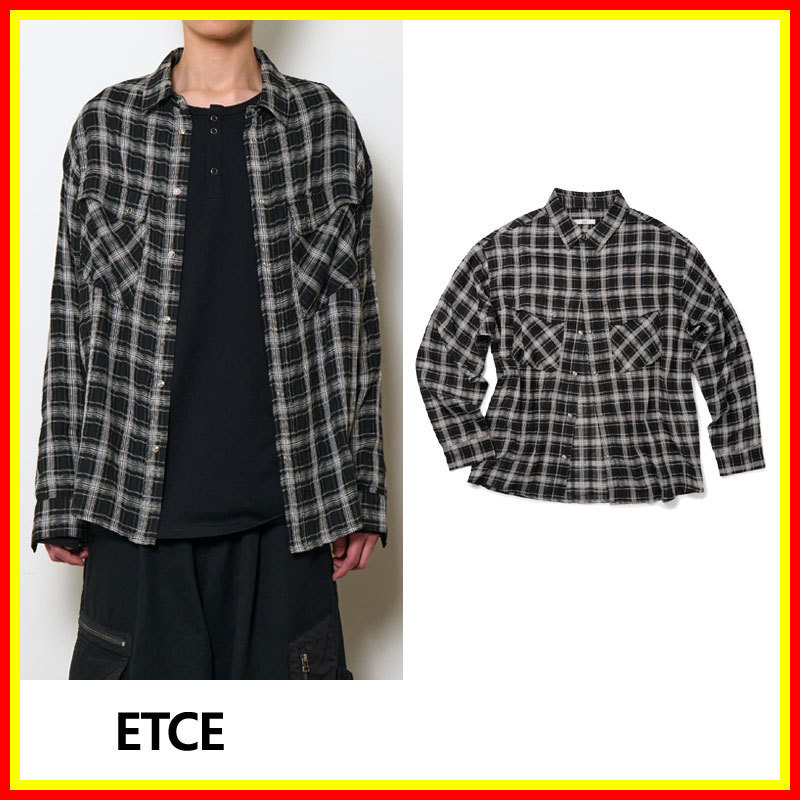 [ETCE] TWO POCKET LINEN CHECK SHIRT /追跡付