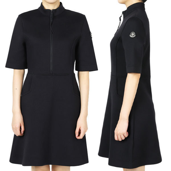 MONCLER☆ハーフジップ ニット コットン ミディワンピース