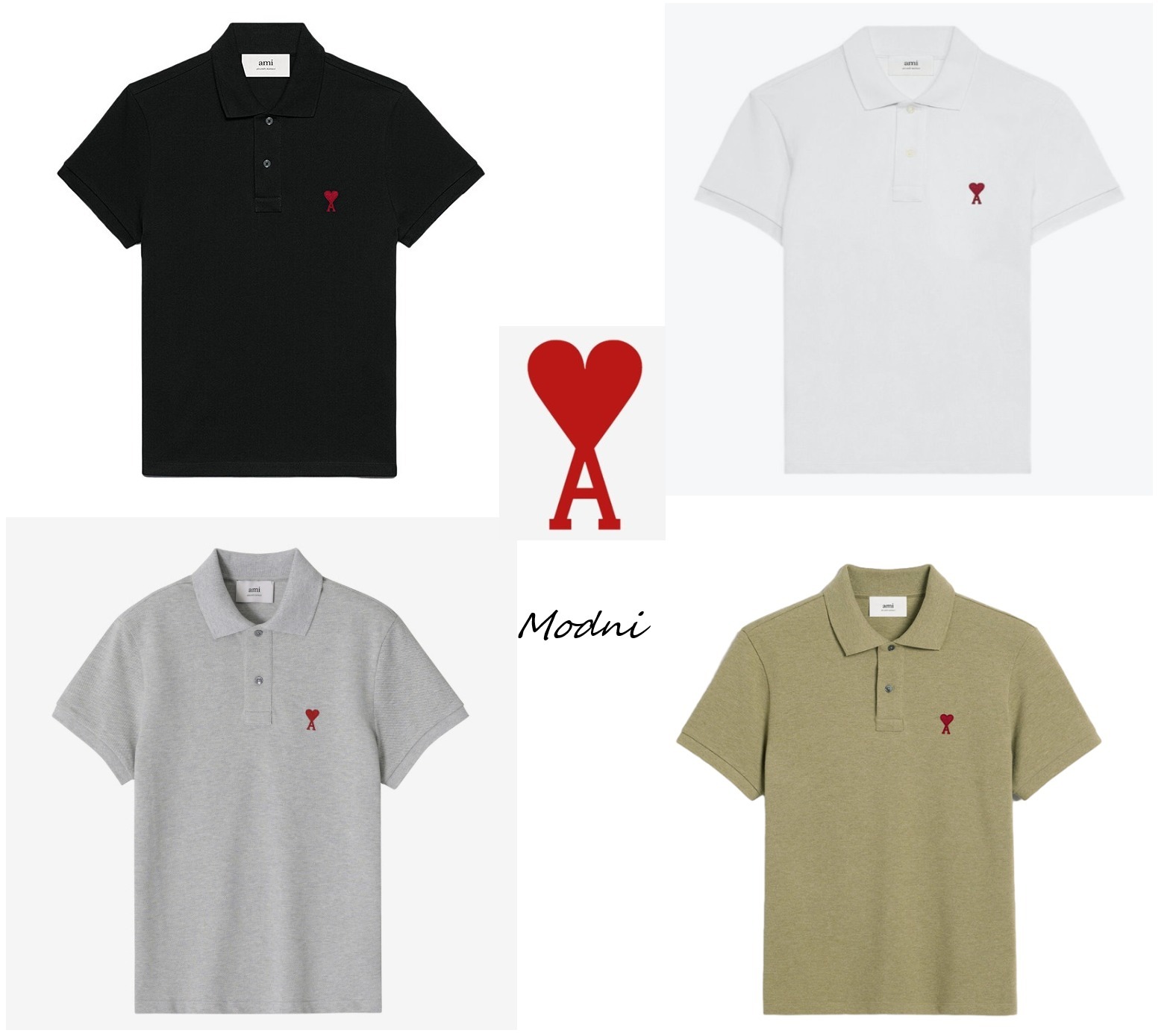 3Color★ハート ロゴ Tシャツ 半袖ポロシャツ AMI PARIS