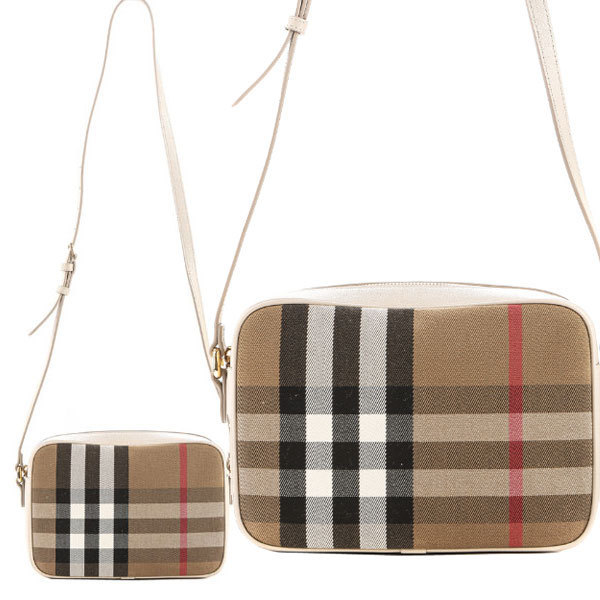 BURBERRY☆25SS カーフレザー チェック ショルダー クロスバッグ