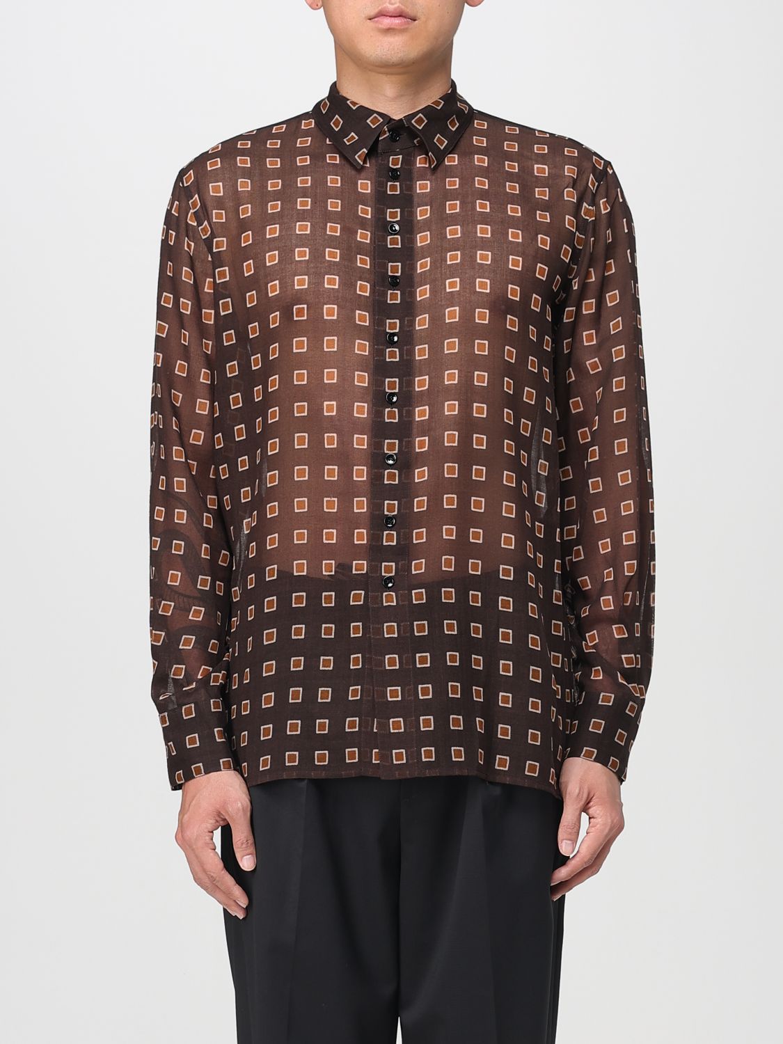 シャツ SAINT LAURENT Men Shirt Ocher 822643Y1L29 7074
