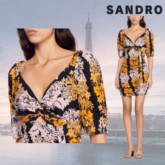 フランス発 Sandro ハワイアンプな夏にぴったり! ショートドレス