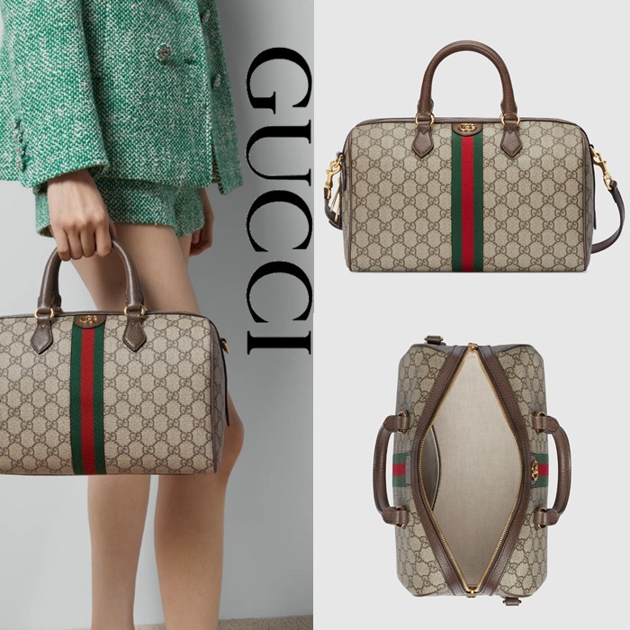 新作【GUCCI】〔オフィディア〕ラージ ボストンバッグ、ブラウン