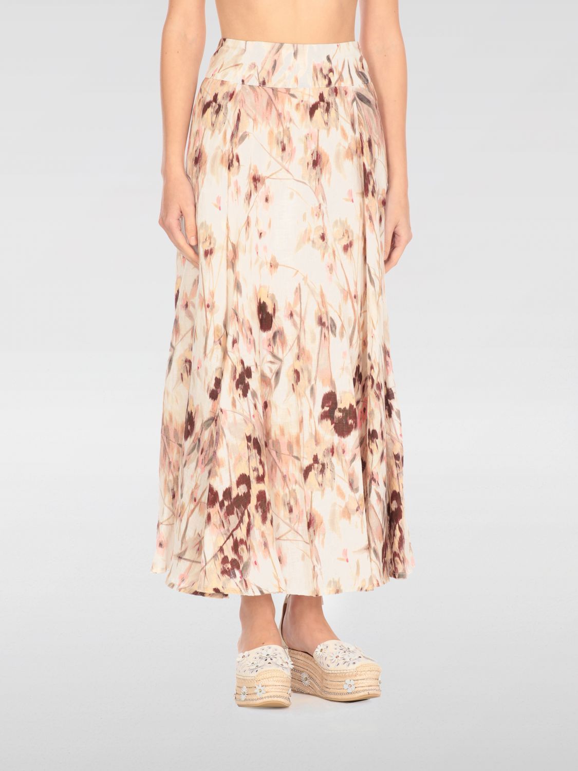 スカート 120% LINO Woman Skirt White 32ALBLIW59AF000G376100 100080