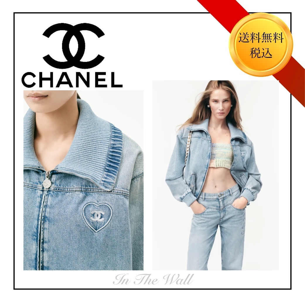 2025S ココビーチ♪【CHANEL】ジャケット 刺繍デニム ブルー