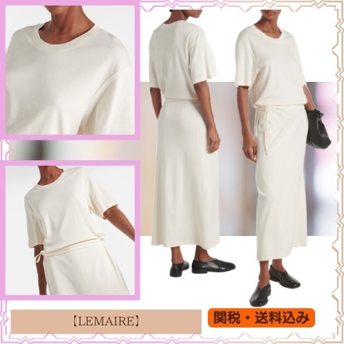 国内発送【LEMAIRE】ベルト付き◇コットン◇ミディドレス