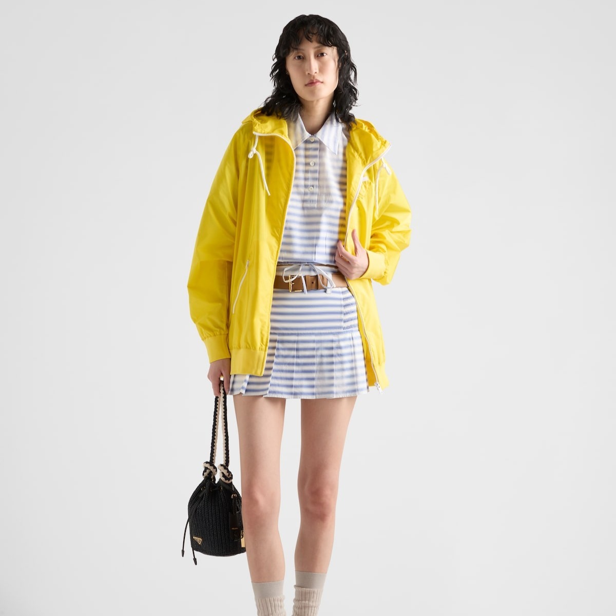Prada ミニスカート Striped poplin miniskirt 関税込