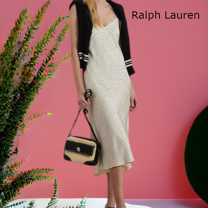 【Ralph Lauren】水玉サテンシャルムーズスリップドレス
