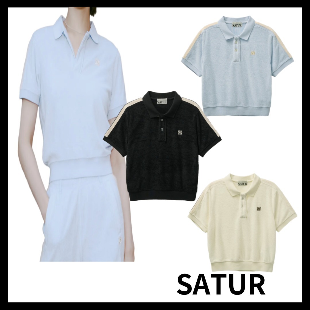 ★SATUR★ Lawton Terry Pique Polo Short Sleeve T Shirt