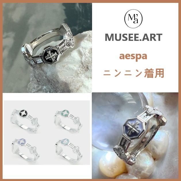 【MUSEE.ART】クロス アングル フラワー ミス リング ペアリング