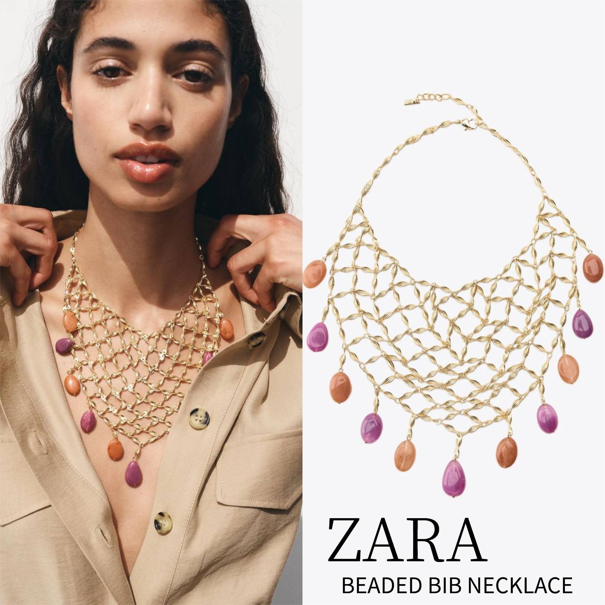 ZARA【NEW】BEADED BIB NECKLACE
