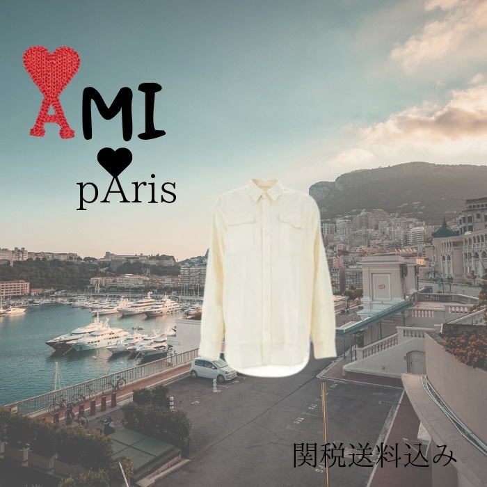 【AMI PARIS】アミパリス シャツ アイボリー 長袖